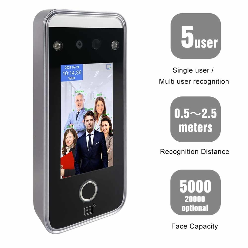 TCP IP Fingerprint Time Attendance Facial Recognition 4.3 Inch Touch Screen