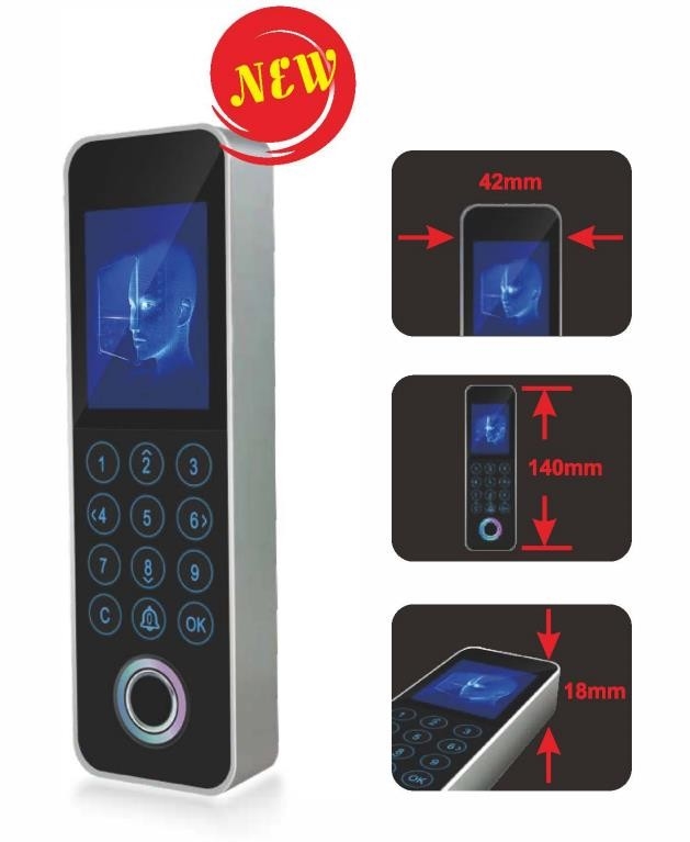 Slim Door Fingerprint Access Controller Linux System 2 Inch Touch Less Screen