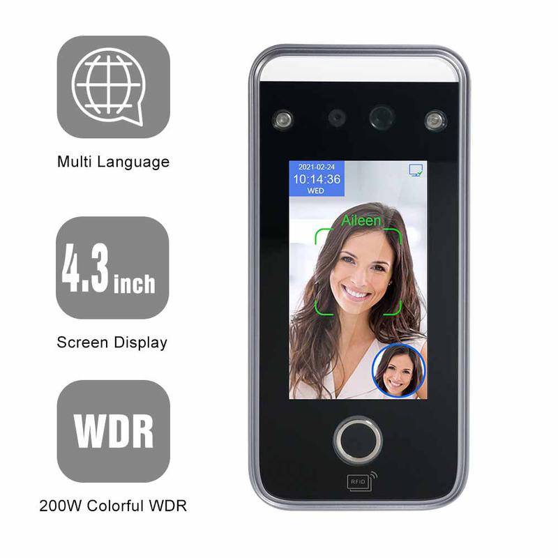LUNIX System Face Recognition Attendance Machine 4.3inch Touch Screen For Access Control