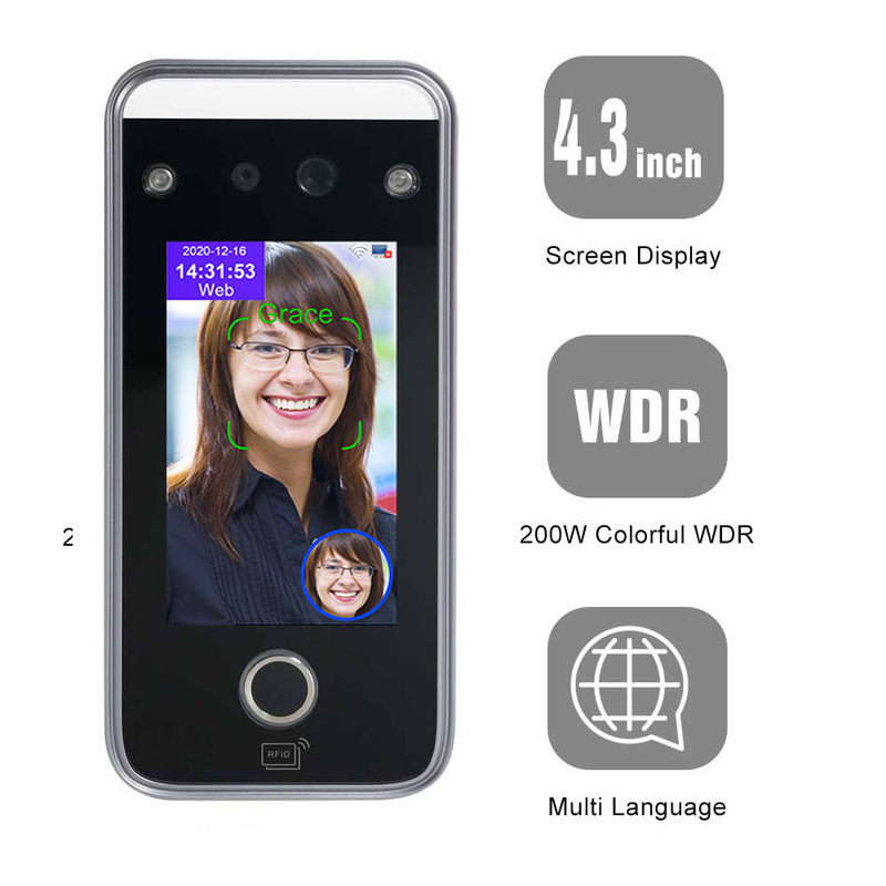 OEM ODM Face Recognition Attendance System Machine 4.3 Inch With Software