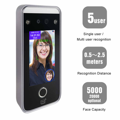 Time Recording Face Biometric Attendance Machine Infrared Camera Live Face Detection