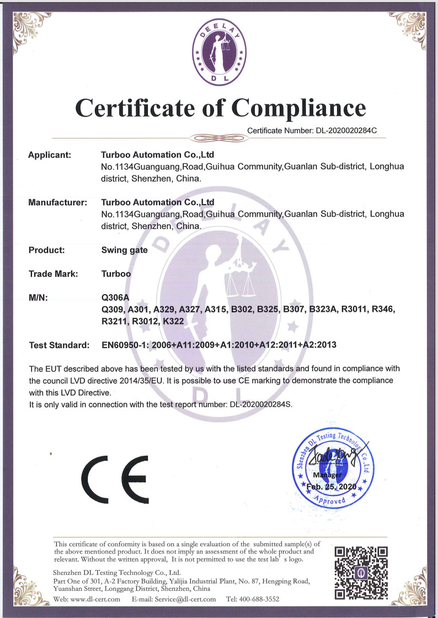 China Turboo Euro Technology Co., Ltd. certification